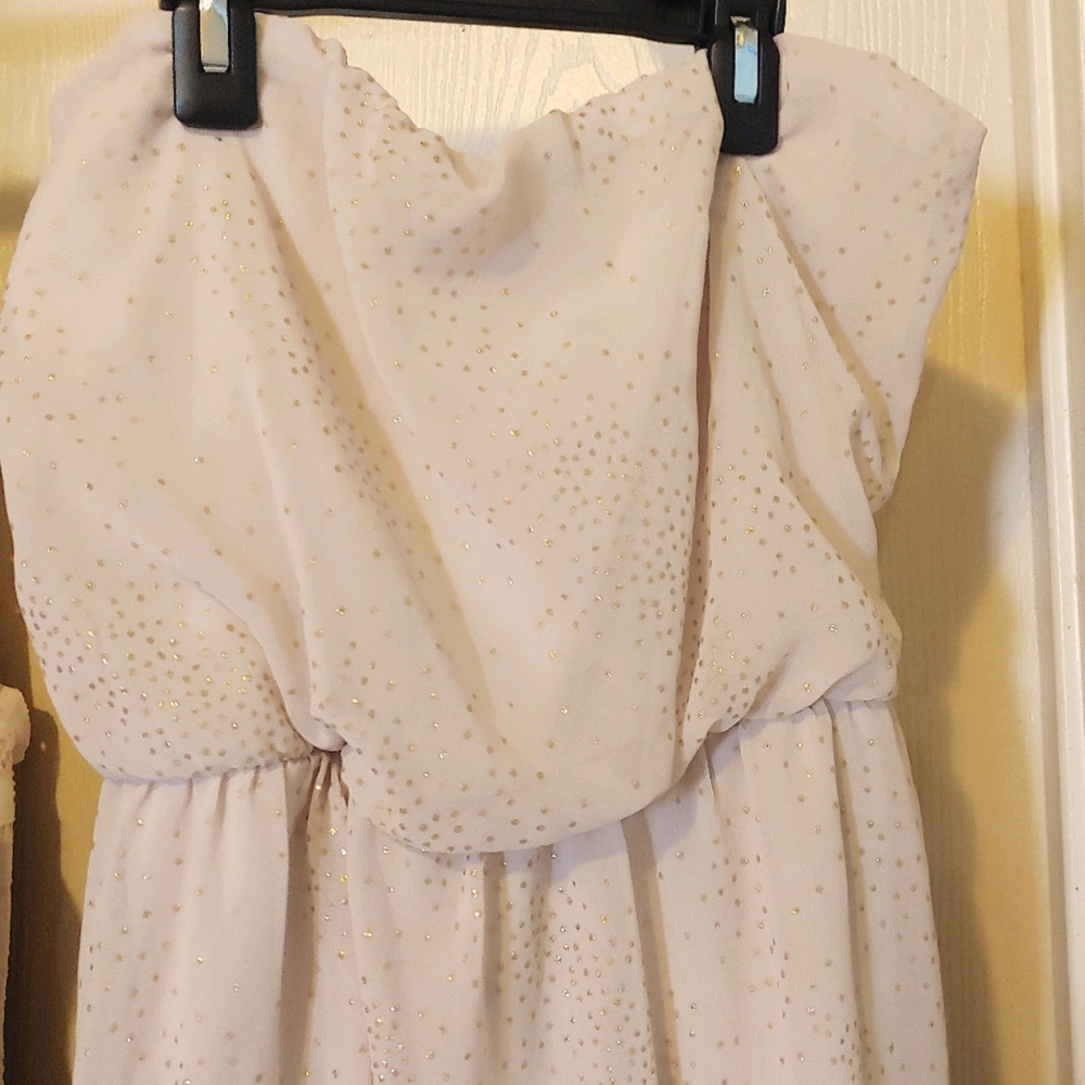 Strapless Champagne Chiffon Fairy Dress Sz M